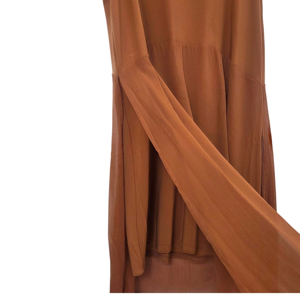 DKNY Tunic Tank Dress NEW Chiffon Stretch Womens Xl Brown Sleeveless Minimalist - Picture 8 of 15